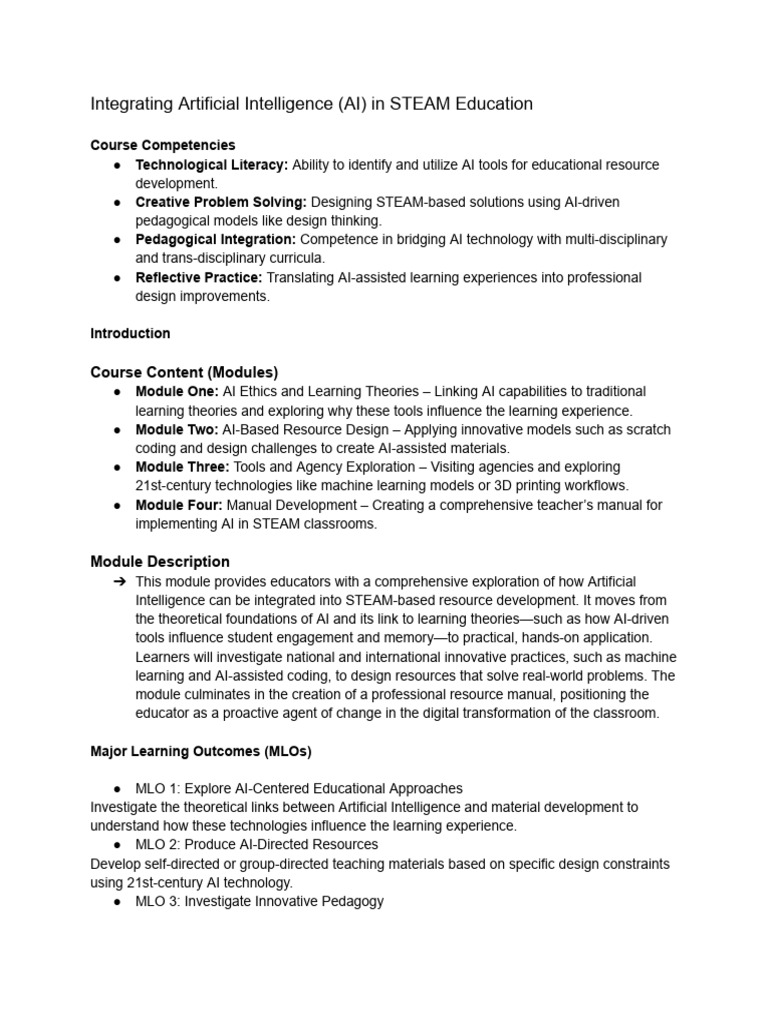 Integrating Artificial Intelligence (AI) in STEAM Education | PDF ...