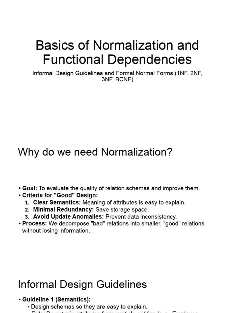 Basics of Normalization and Functional Dependencies | PDF | Data ...