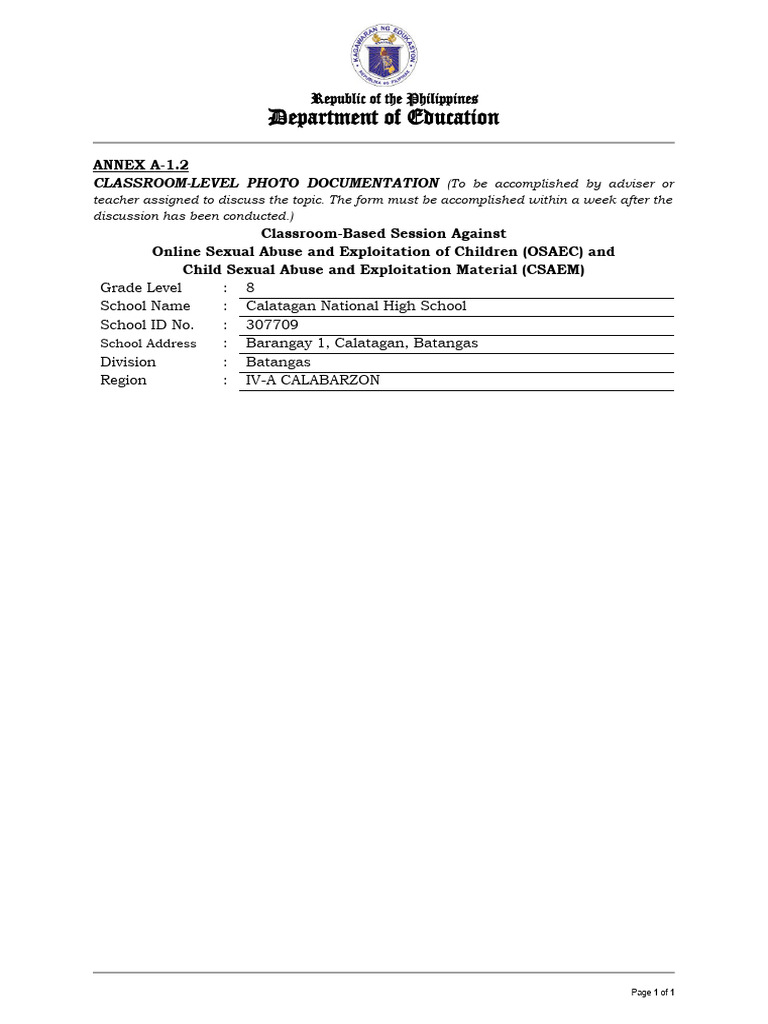 Classroom Form | PDF