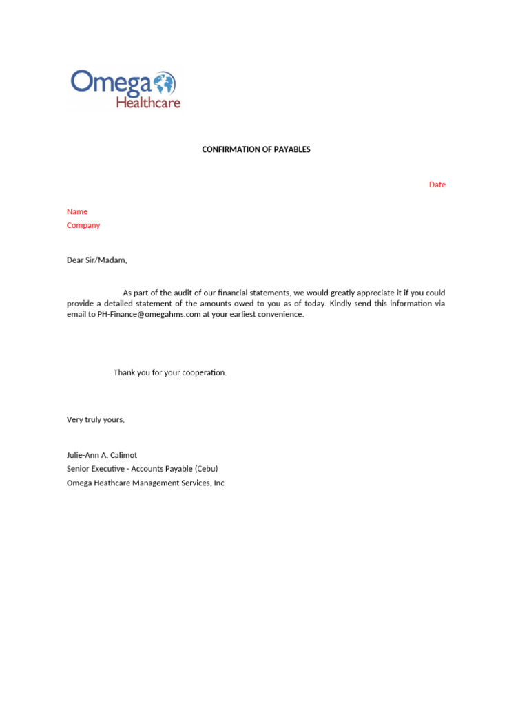 Omega Letter of Request | PDF