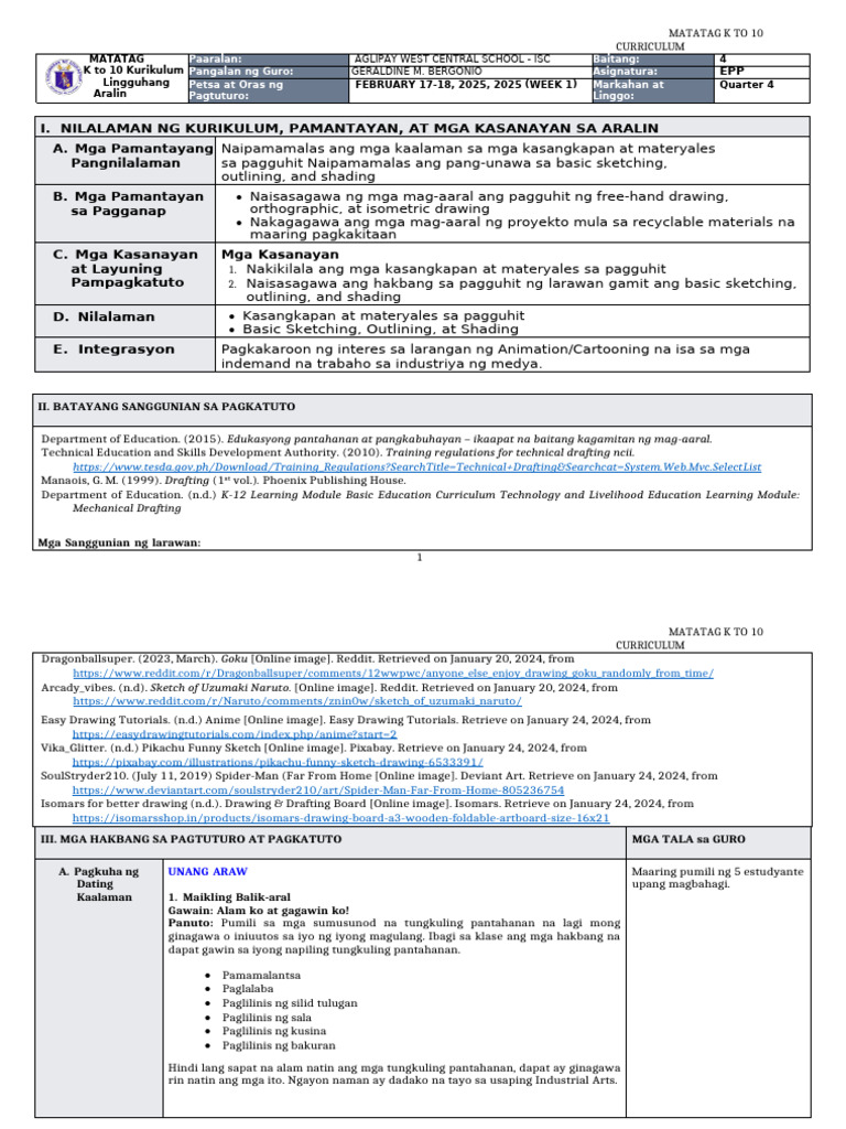 DLL Matatag - Epp 4 q4 w1 | PDF