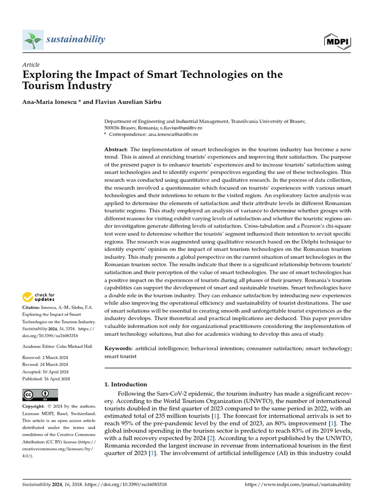 Exploring The Impact of Smart Technologies On The Tourism Industry ...
