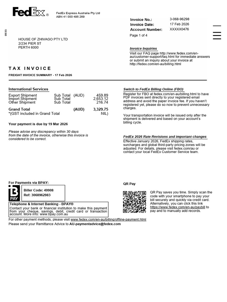 Example Fedex Bill | PDF