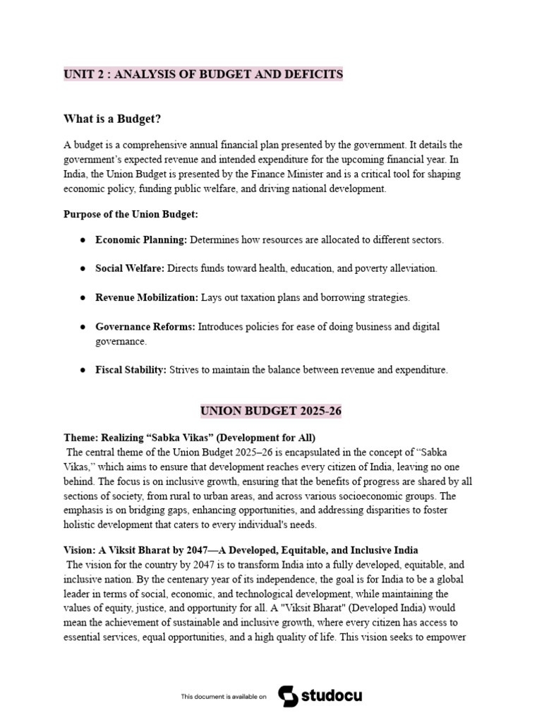 Public Finance in India Unit 2 | PDF | Deficit Spending | Government ...