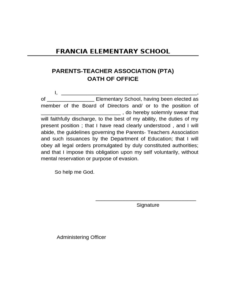 Oath of Office-Pta | PDF