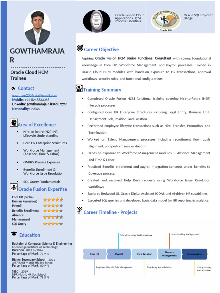 Oracle - Fusion - HCM CSP-KIOT Resume Template-1 | PDF | Human Resource ...