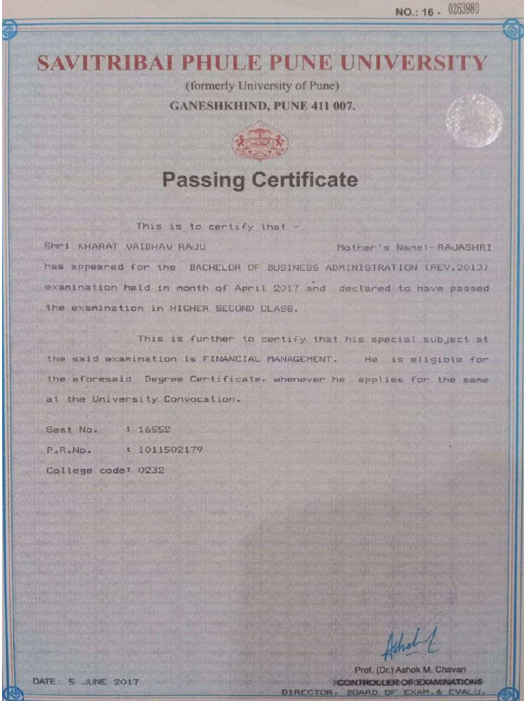 Bba Certificate and Marksheet | PDF
