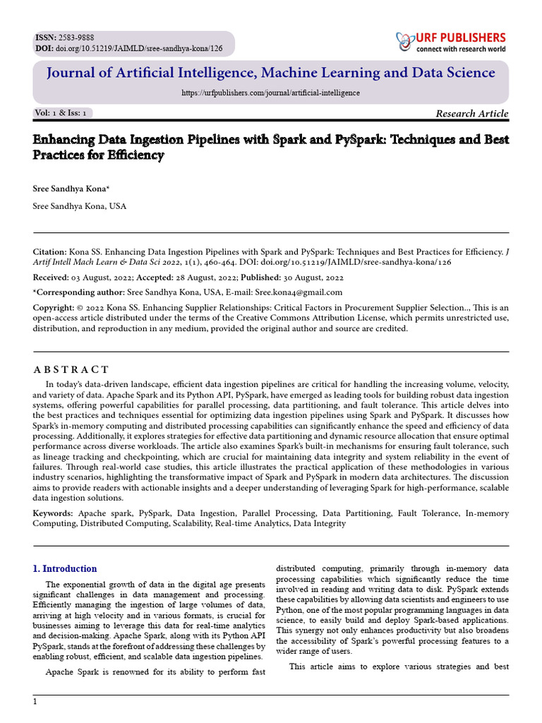 Enhancing Data Ingestion Pipelines With Spark and PySpark: Techniques ...