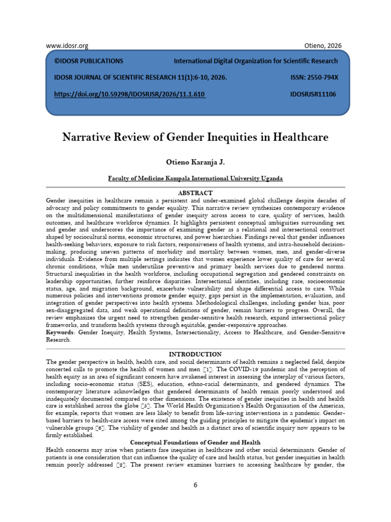 Narrative Review of Gender Inequities in Healthcare (WWW - Kiu.ac - Ug ...