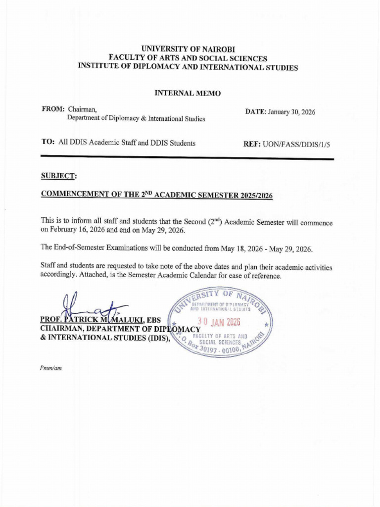 Commencement of The 2nd Academic Semester 2025-2026 | PDF