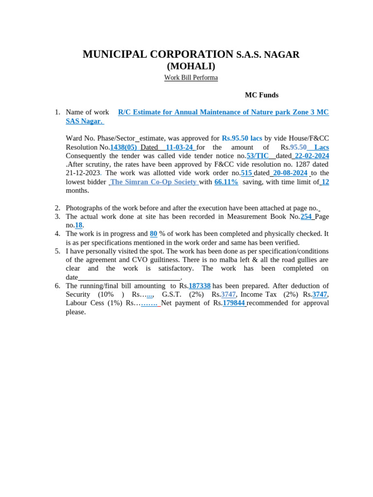 Work Bill | PDF