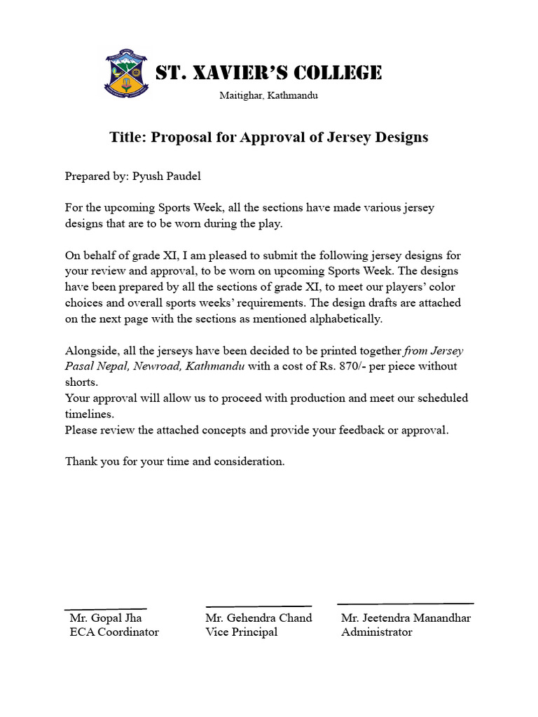 Jersey Design Proposal | PDF