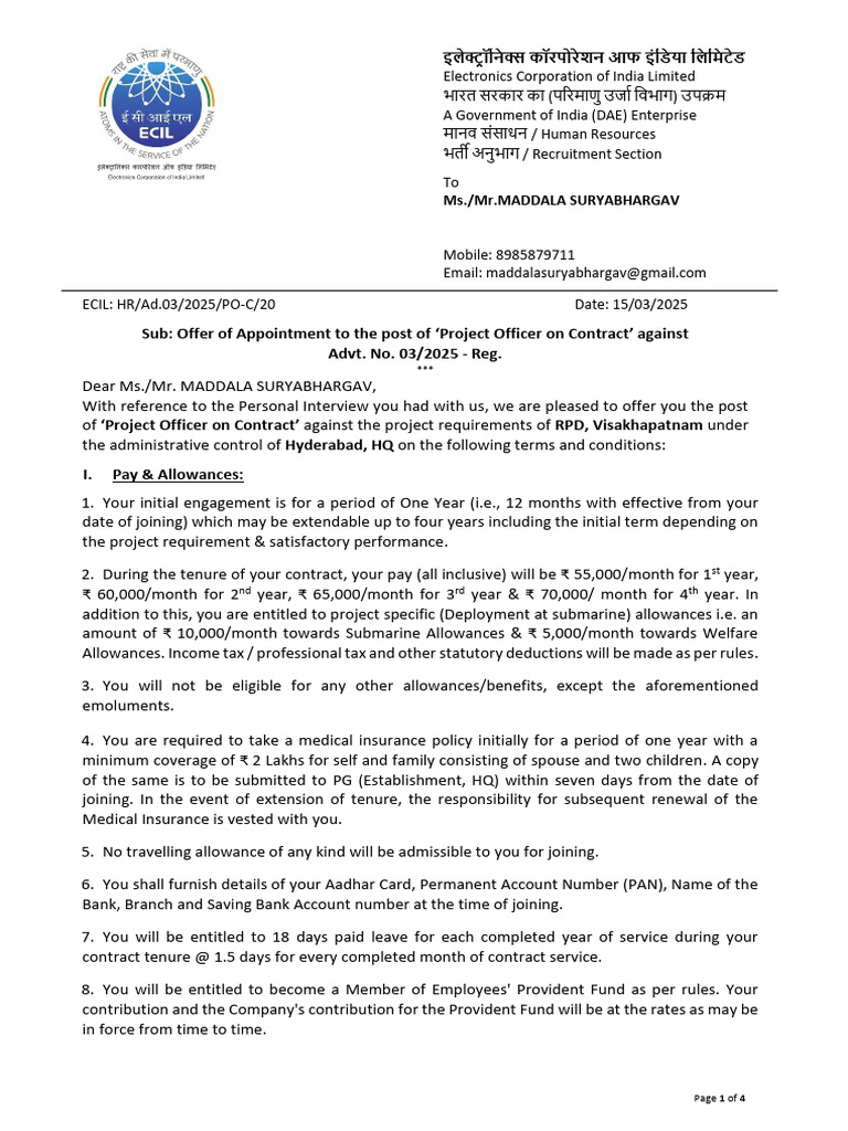 PO (C) Offer Letter UR | PDF