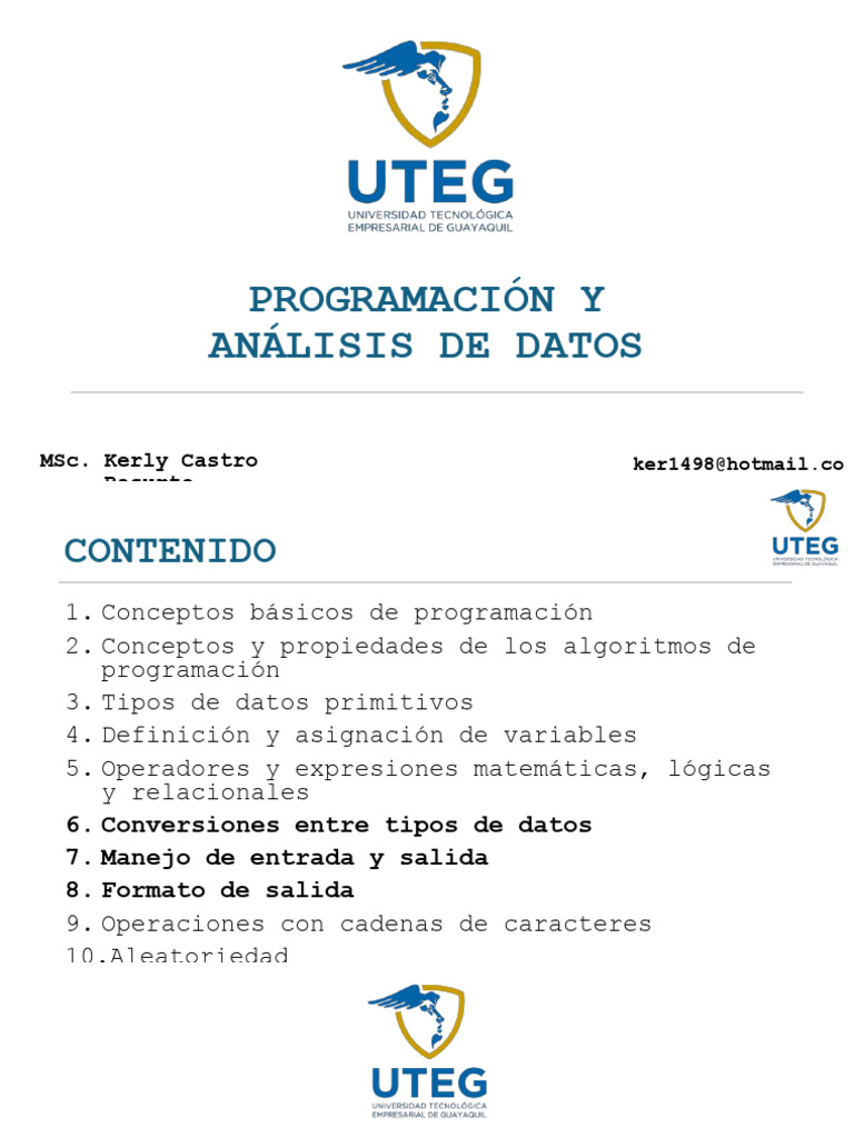 Unidad I Clase 3 | PDF | Python (lenguaje de programación) | Tipo de datos