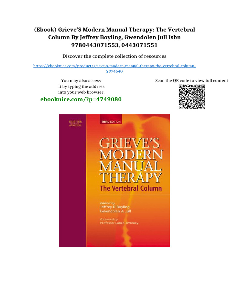 Ebook) Grieve's Modern Manual Therapy: The Vertebral Column by