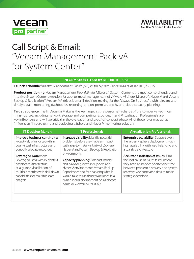 Veeam Call Script MP v8 | PDF | Cloud Computing | Virtualization