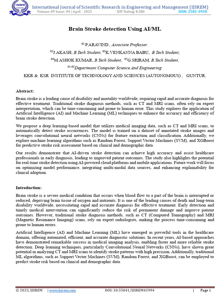 Brain Stroke Detection For Using Machine Learning | PDF | Machine ...