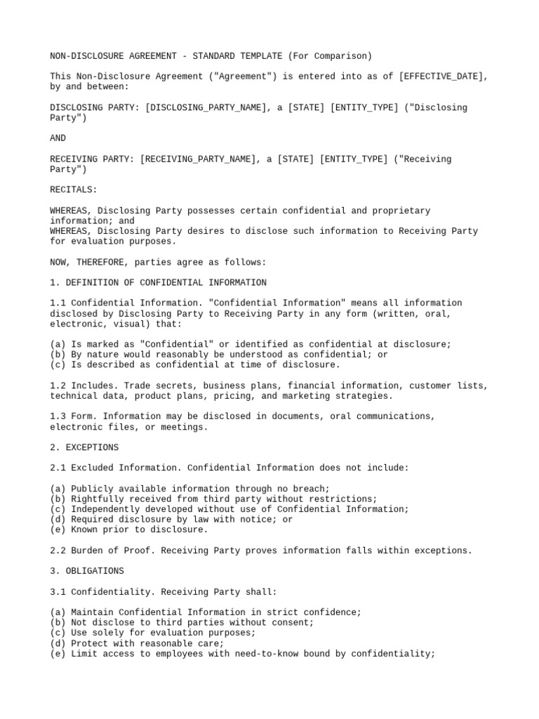 Template 2 NDA Standard | PDF | Non Disclosure Agreement | Legal Remedy