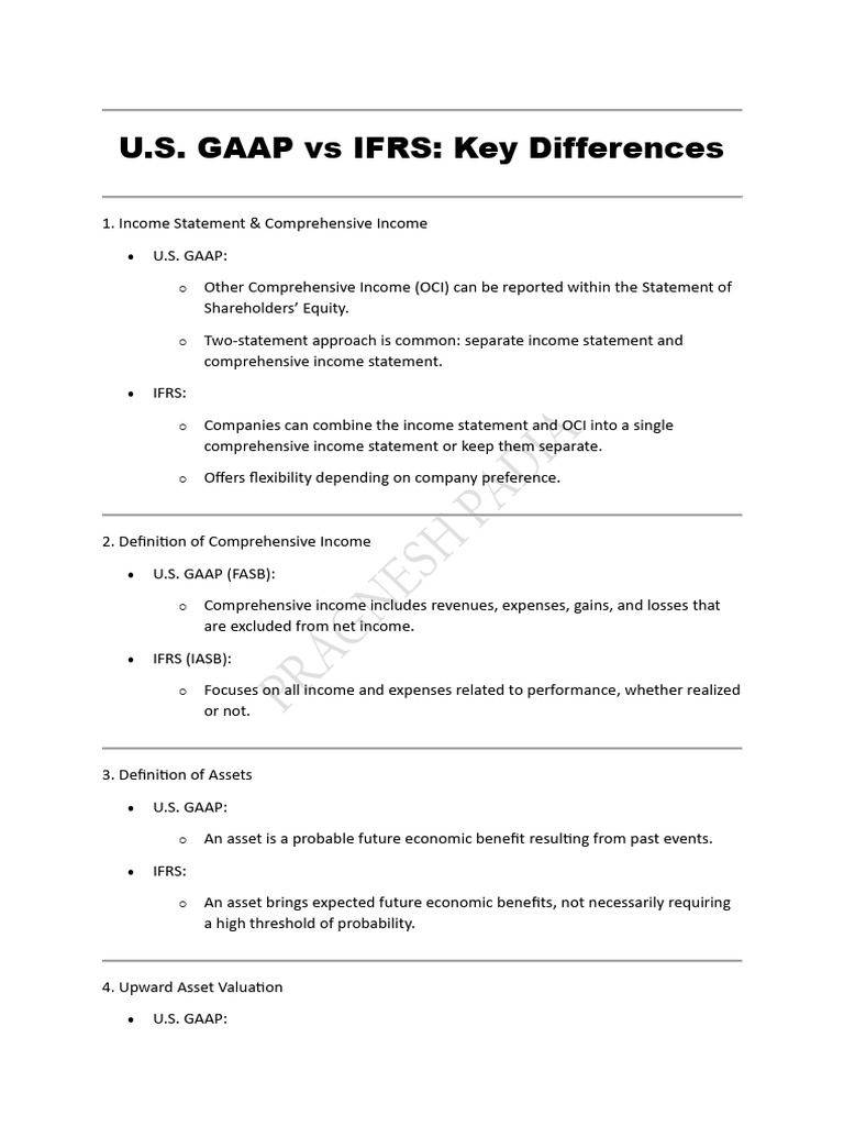 Us Gaap Ifrs Key Differences | PDF | International Financial Reporting ...