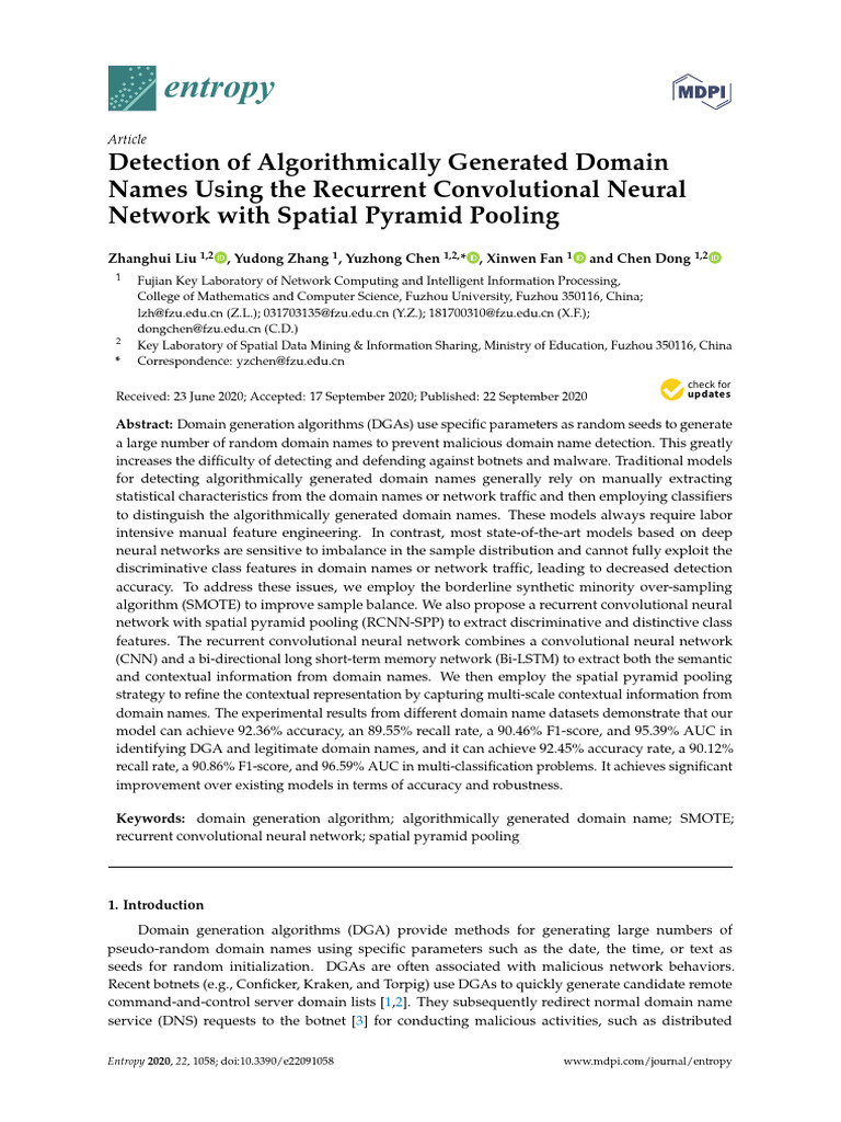 Detection of Algorithmically Generated Domain Name | PDF | Malware ...