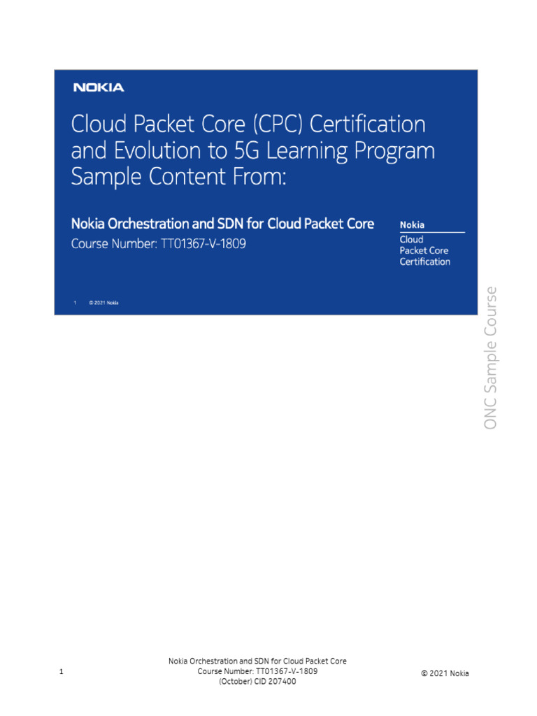 (Sample) Nokia Orchestration and SDN For Cloud Packet Core | PDF ...
