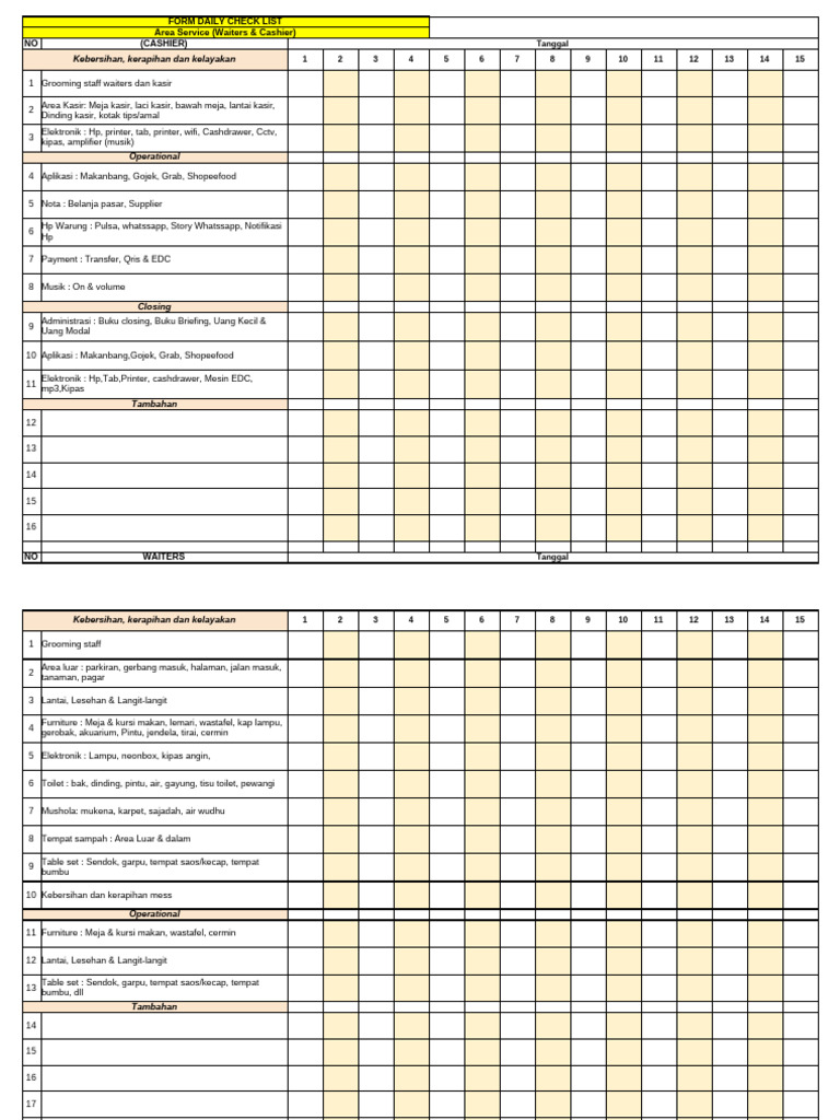 NEW Ceklis Operational (ACC Juli 2024) | PDF