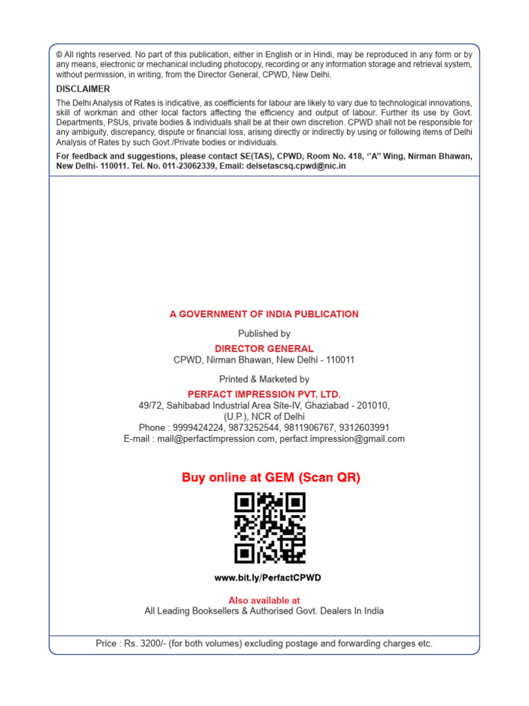 CPWD DAR Vol I 14092023-Civil444 | PDF