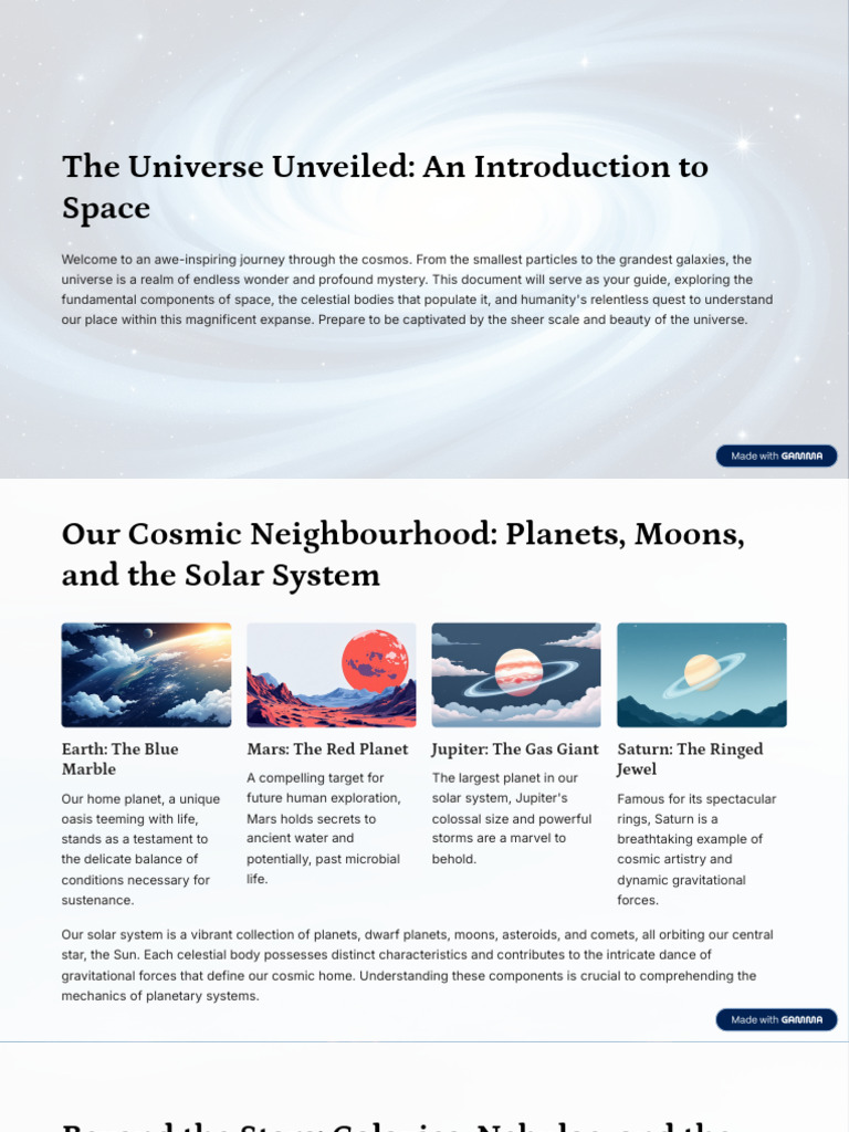 The Universe Unveiled An Introduction To Space | PDF | Outer Space ...