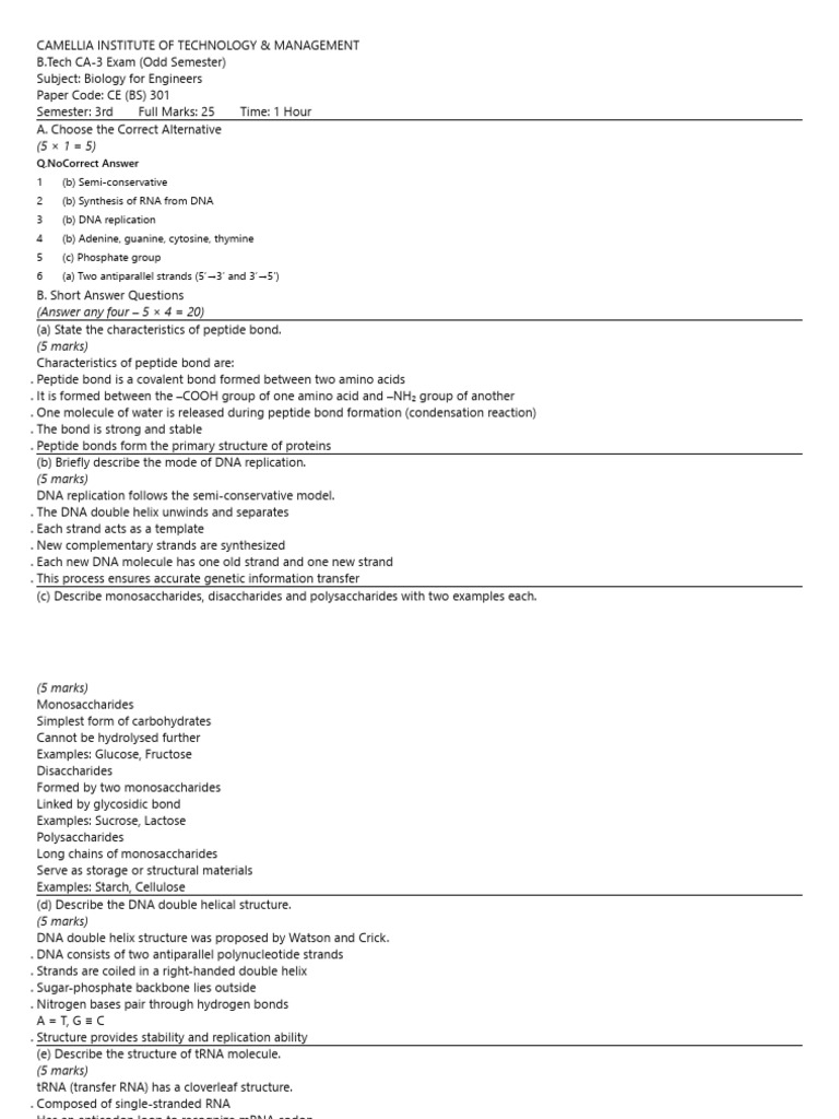CE (BS) 301 Answar Sheet | PDF