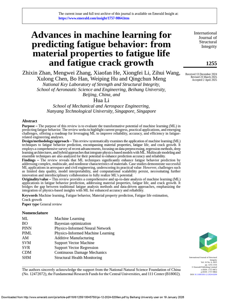 Advances in Machine Learning For Predicting Fatigue Behavior From ...