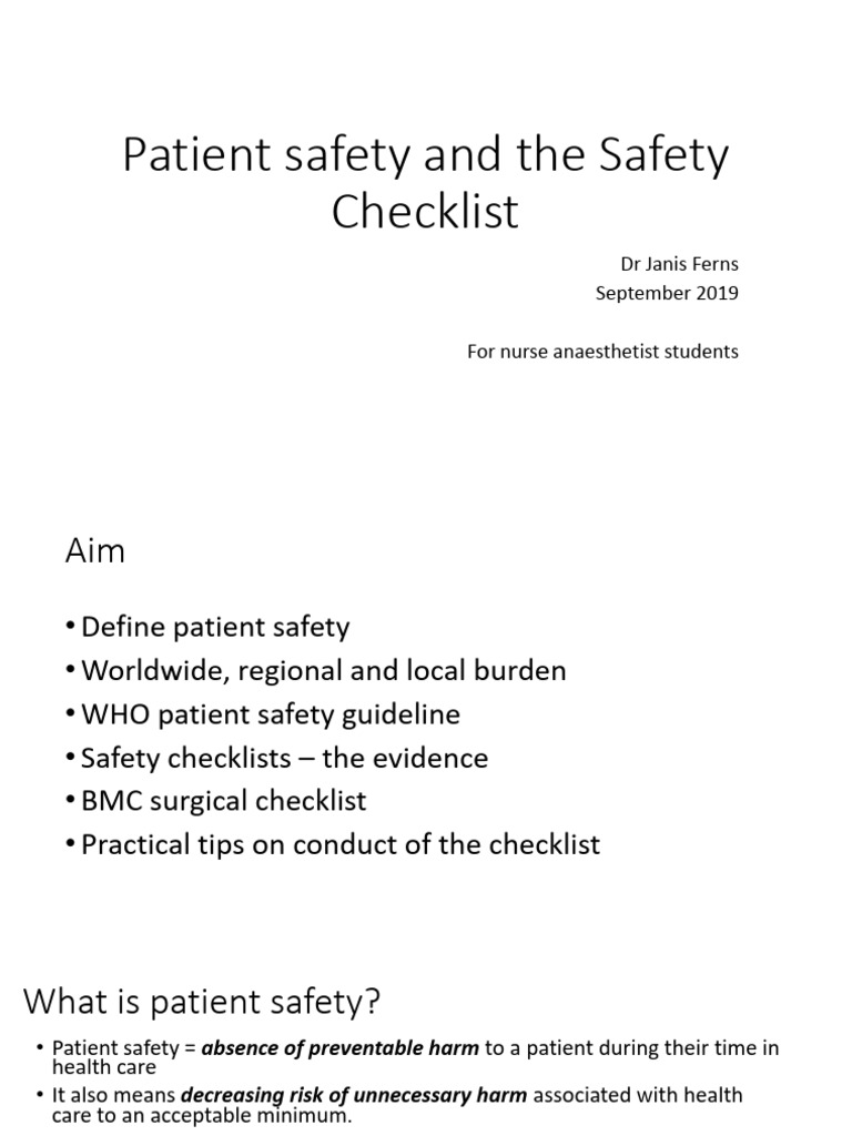 Patient Safety and Safety Checklist | PDF | Patient Safety | Safety