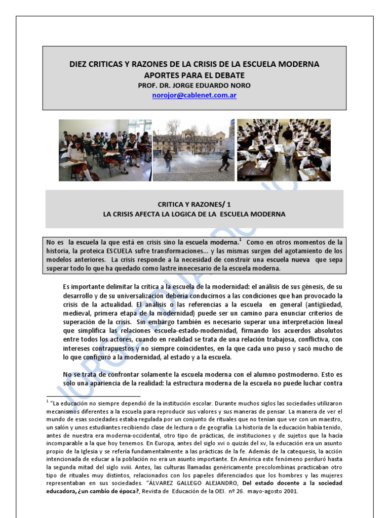 Crisis de la Escuela Moderna: Críticas y Razones | PDF | Capitalismo ...