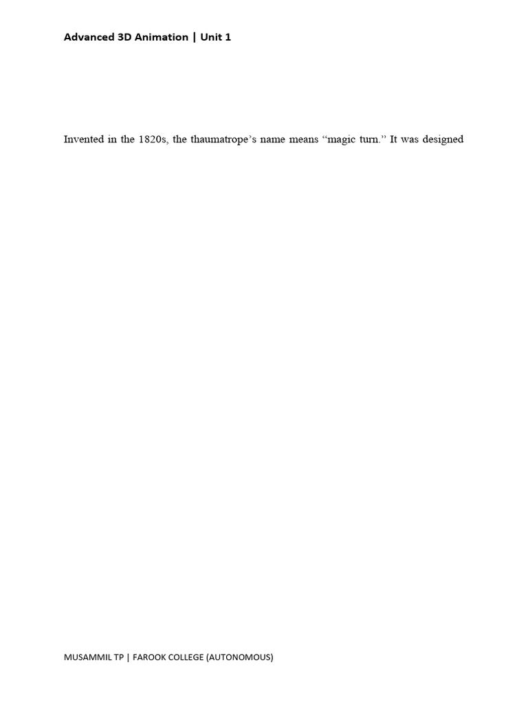 Unit 01 Advanced 3D Animation, VFX and Compositing | PDF | Animation ...