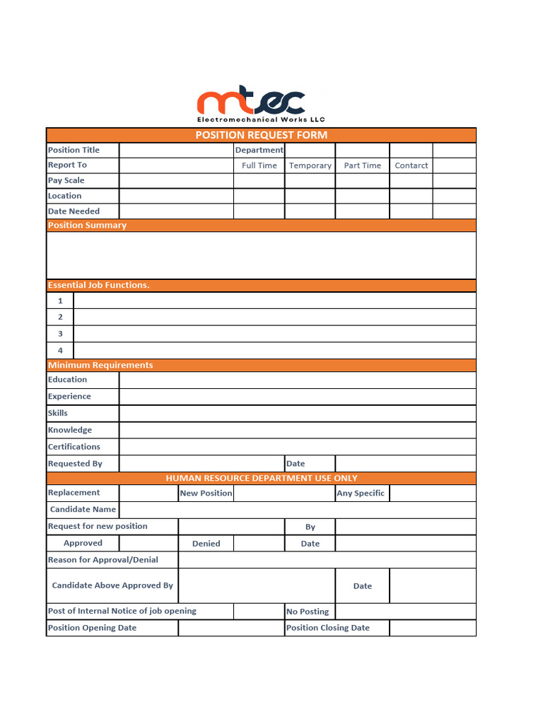 Position Request Form Ready | PDF