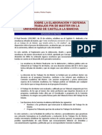 Normativa sobre la elaboración y defensa de los trabajos de fin de Máster en la Universidad de Castilla-La Mancha