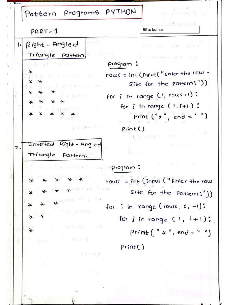 Python Pattern Questions | PDF