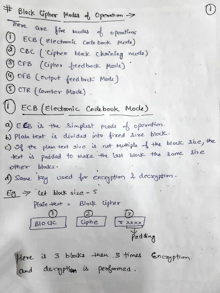 Block Cipher Modes of Operation | PDF | Cryptography | Secrecy
