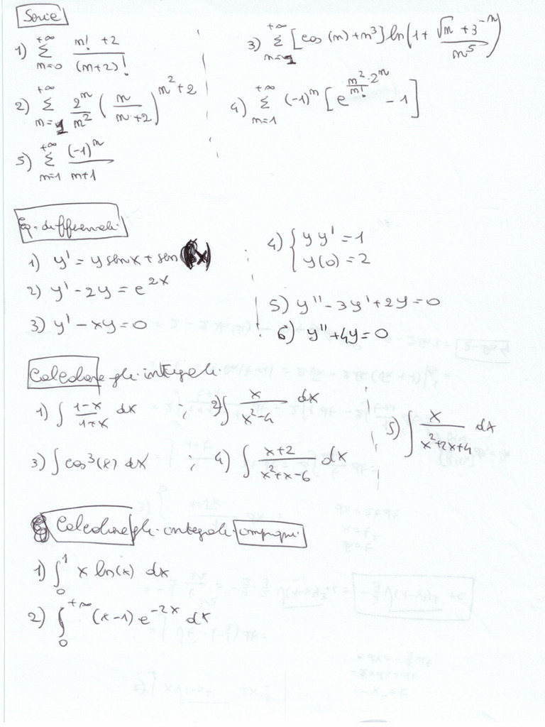 Serie, Eq Differenz, Integrali, Impropri, Taylor, Derivabilità e Punti ...
