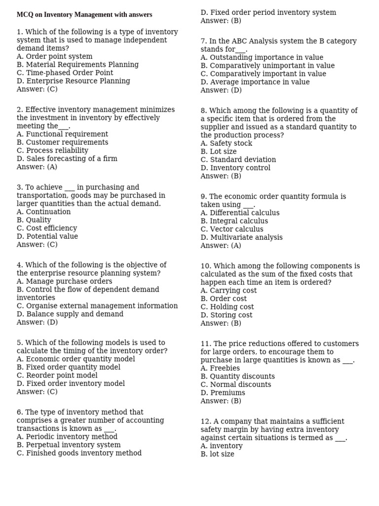 001 Inventory Management With Answer | PDF | Inventory | Barcode