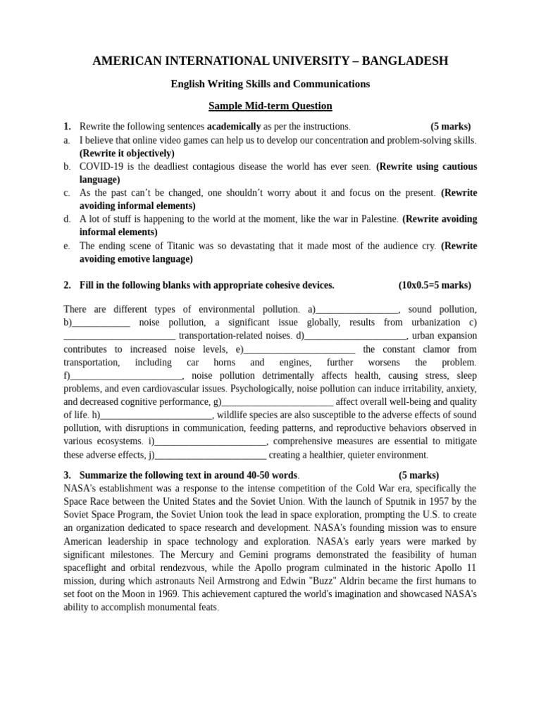Sample Mid Qs | PDF | Nasa | Human Spaceflight