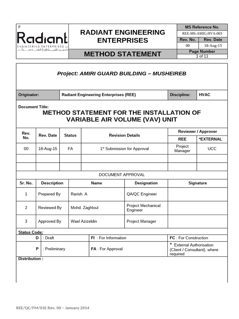 MS For The Installation of VAV | PDF | Duct (Flow) | Building Engineering