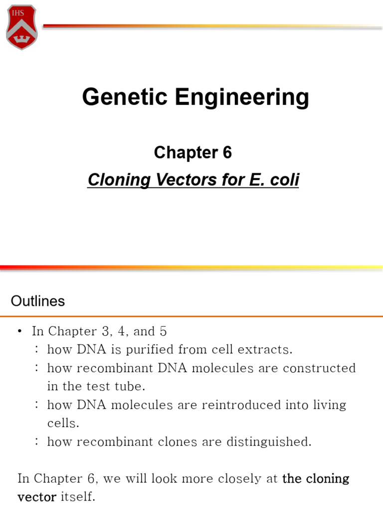 Chapter 6 - Cloning Vectors For E. Coli | PDF | Molecular Cloning ...
