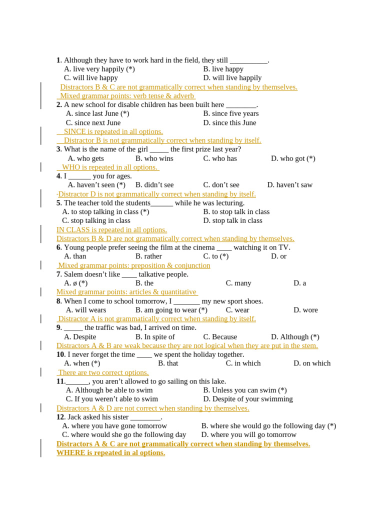 Poor Grammar Items (2023) EL2002 | PDF | Syntax | Language Mechanics