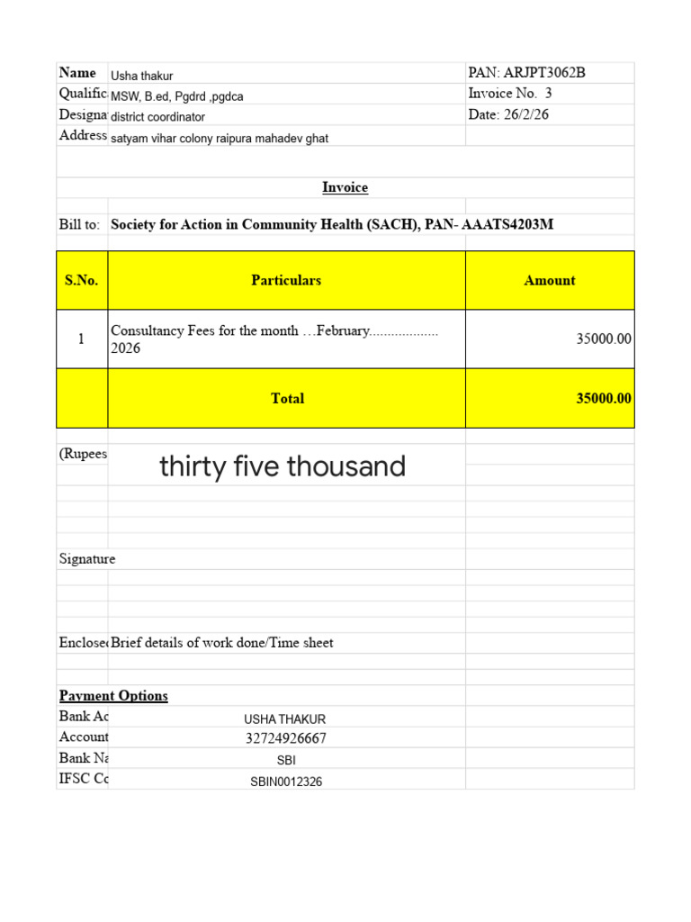 Invoice Cum Work Report Format (1) .Xlsx-1 | PDF