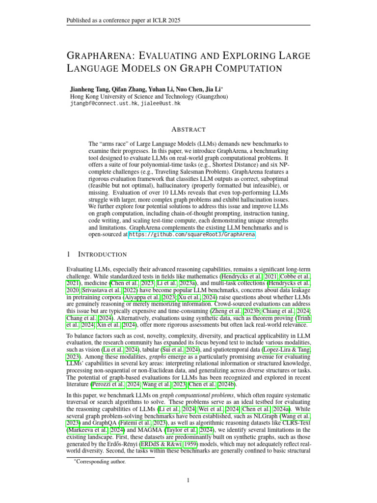 Grapharena - Evaluating and Exploring Large Language Models On Graph ...