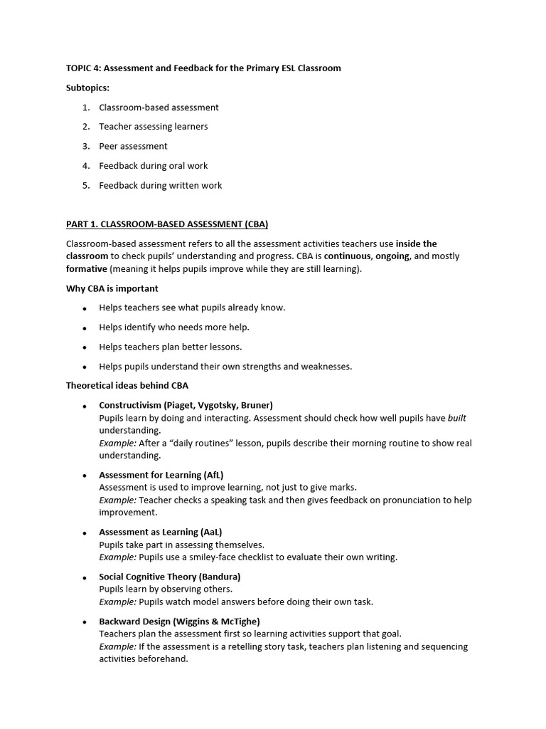 Summary of TOPIC 4 | PDF | Educational Assessment | Teachers