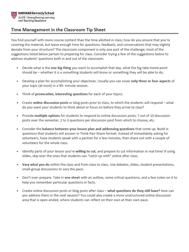 SLATE Time Management | PDF | Human Communication