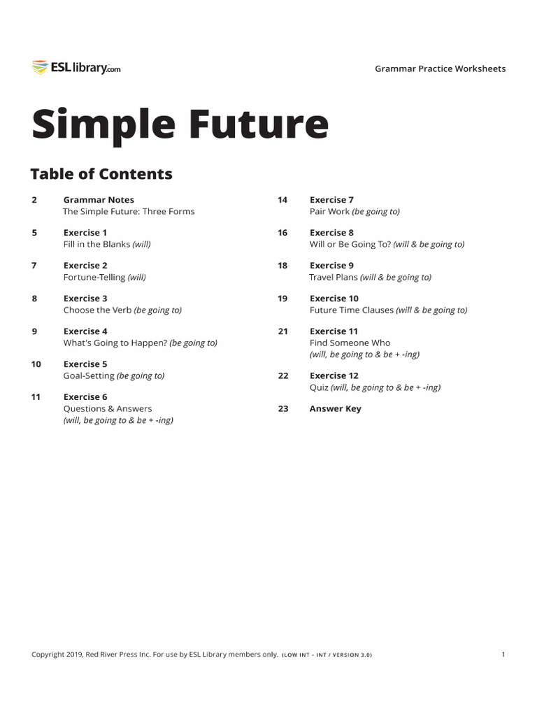 Simple Future Exercise | PDF
