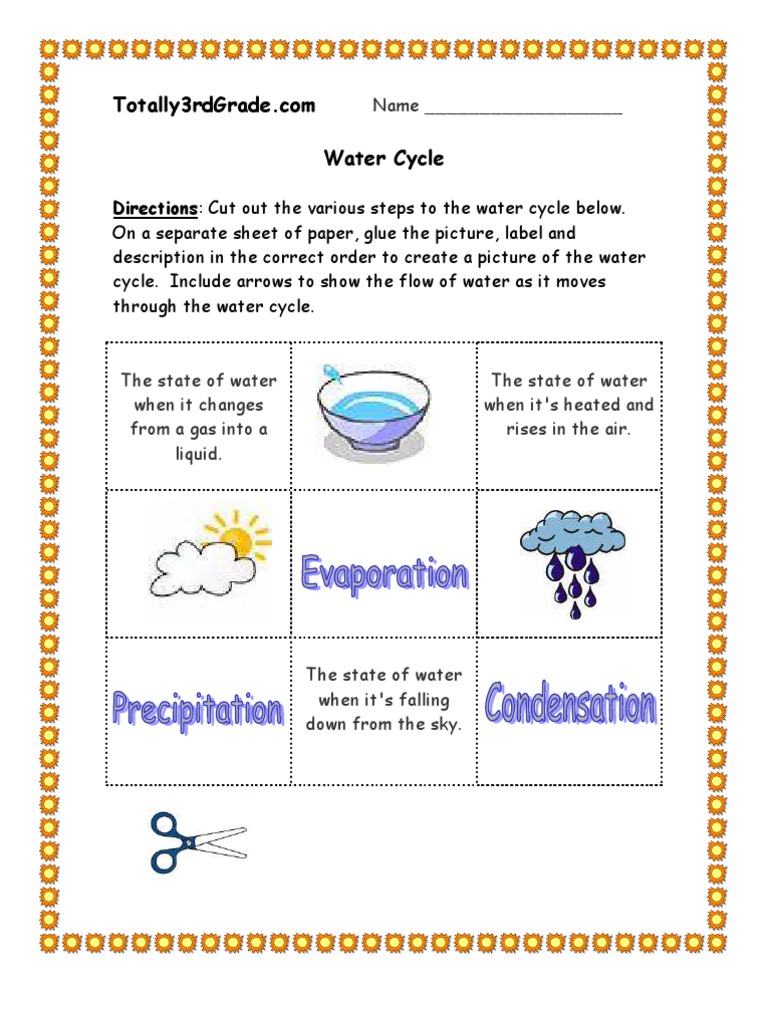 3rd Grade Water Cycle Worksheet PDF
