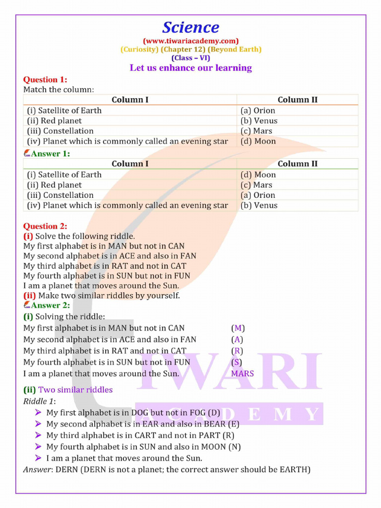 Chapter 12. Class 6. Science | PDF